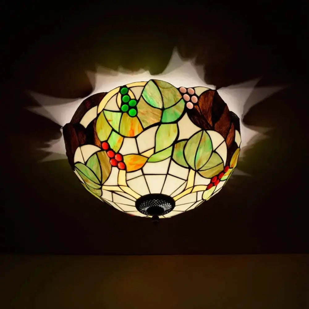16inch Stained Glass Flower Lampshade Tiffany Style Ceiling Light Classical Tiffany Lamp