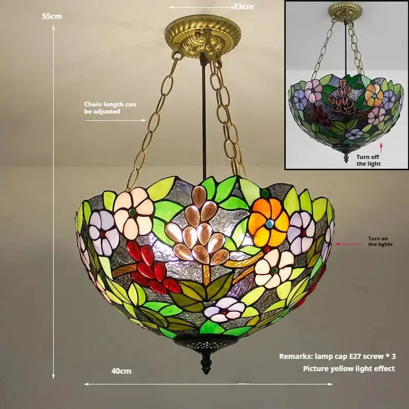 16inch Pastoral Grapes Tiffany Style Hanging Light Vintage Anti-chandelier Classical Tiffany Lamp