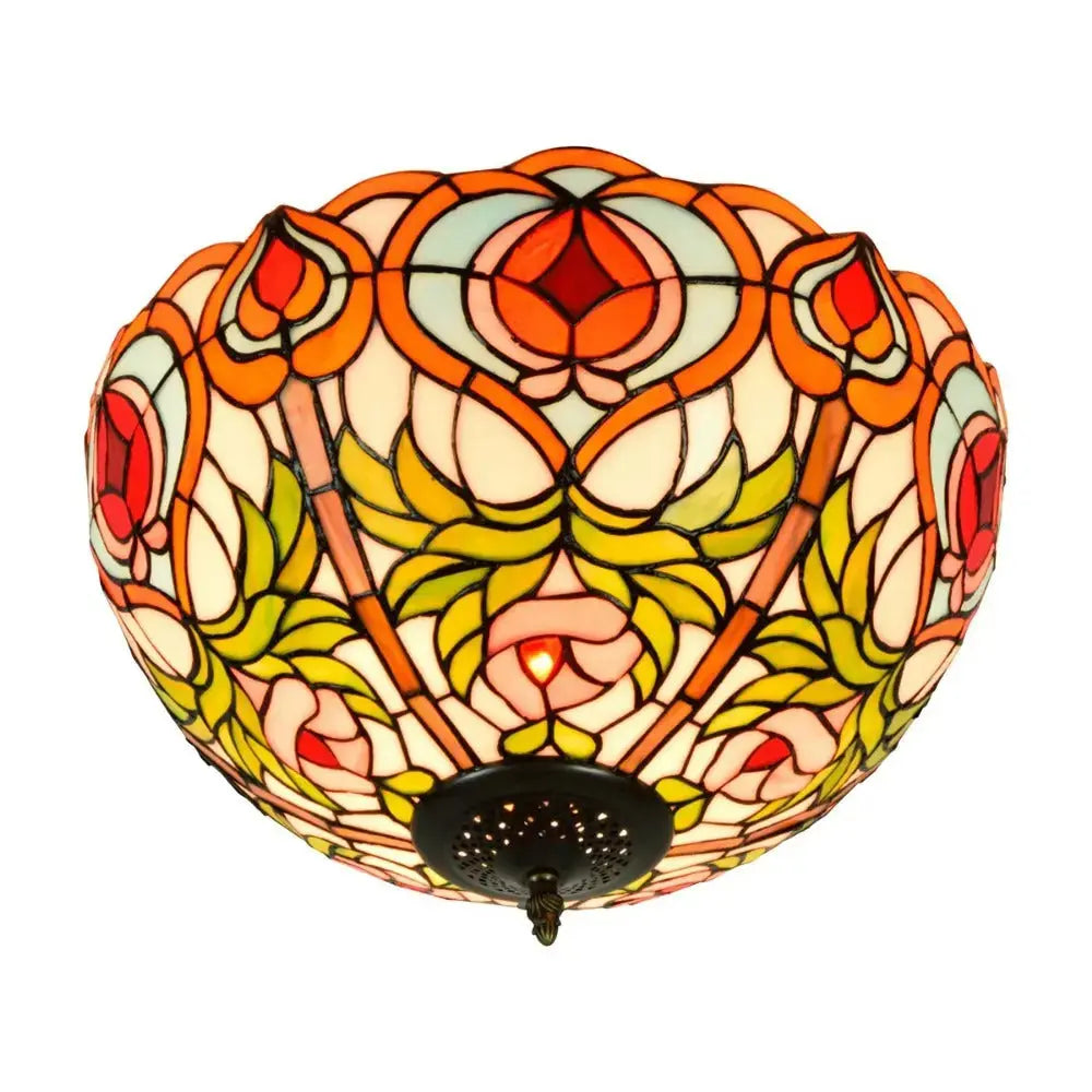 16inch Stained Glass Peach Lampshade Tiffany Ceiling Lamps Classical Tiffany Lamp