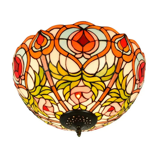 16inch Stained Glass Peach Lampshade Tiffany Ceiling Lamps Classical Tiffany Lamp