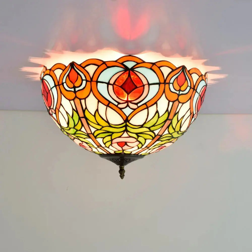 16inch Stained Glass Peach Lampshade Tiffany Ceiling Lamps Classical Tiffany Lamp