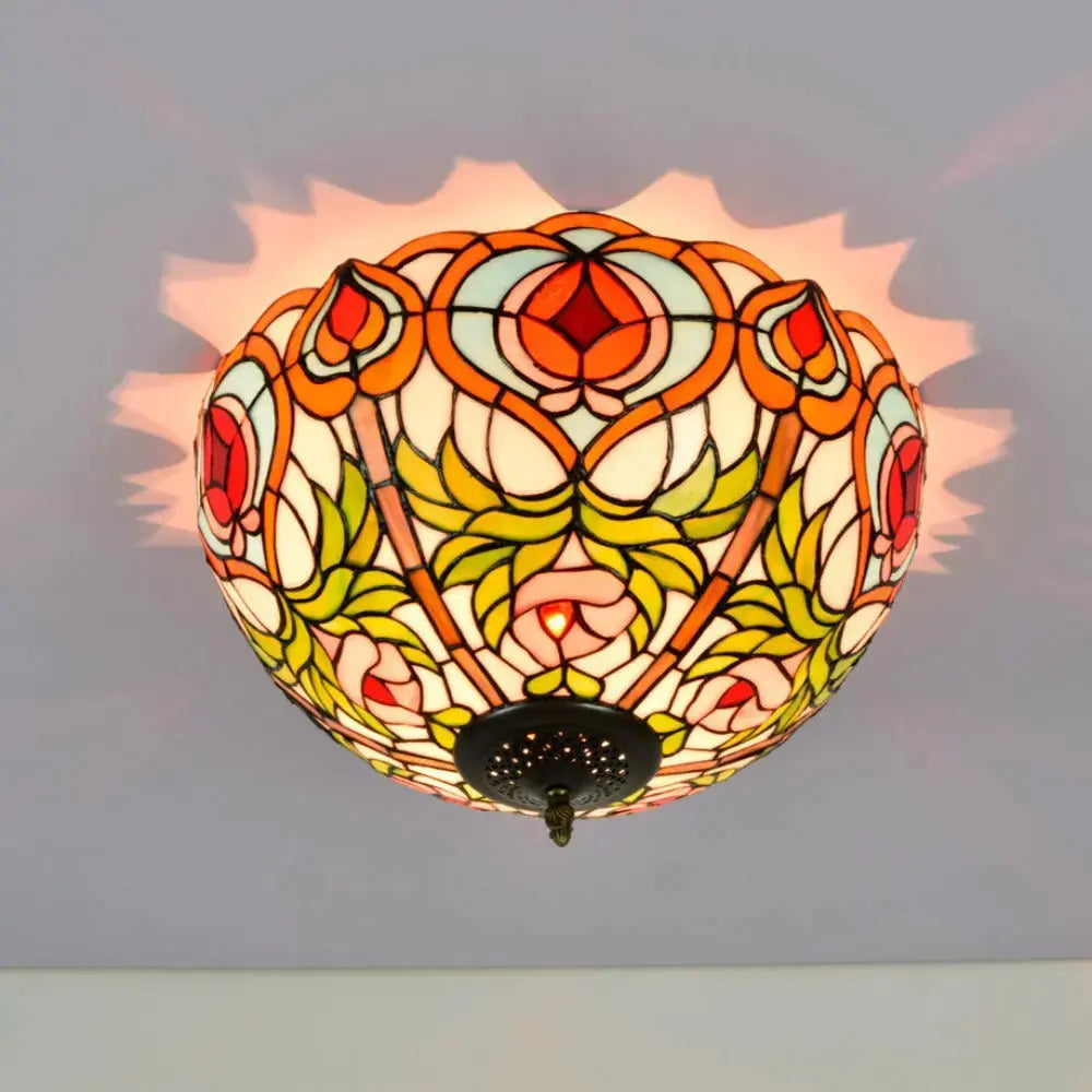 16inch Stained Glass Peach Lampshade Tiffany Ceiling Lamps Classical Tiffany Lamp