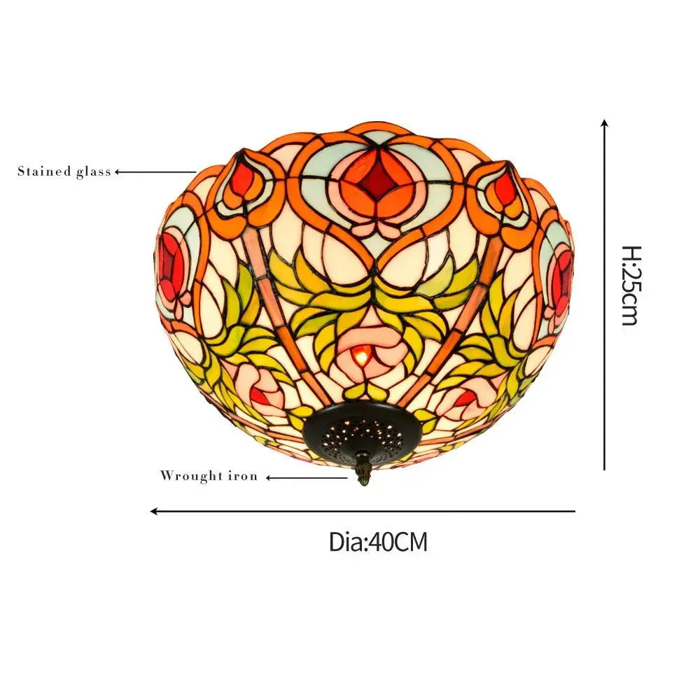 16inch Stained Glass Peach Lampshade Tiffany Ceiling Lamps Classical Tiffany Lamp
