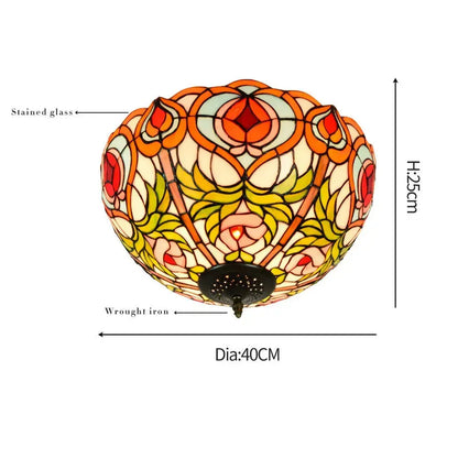 16inch Stained Glass Peach Lampshade Tiffany Ceiling Lamps Classical Tiffany Lamp