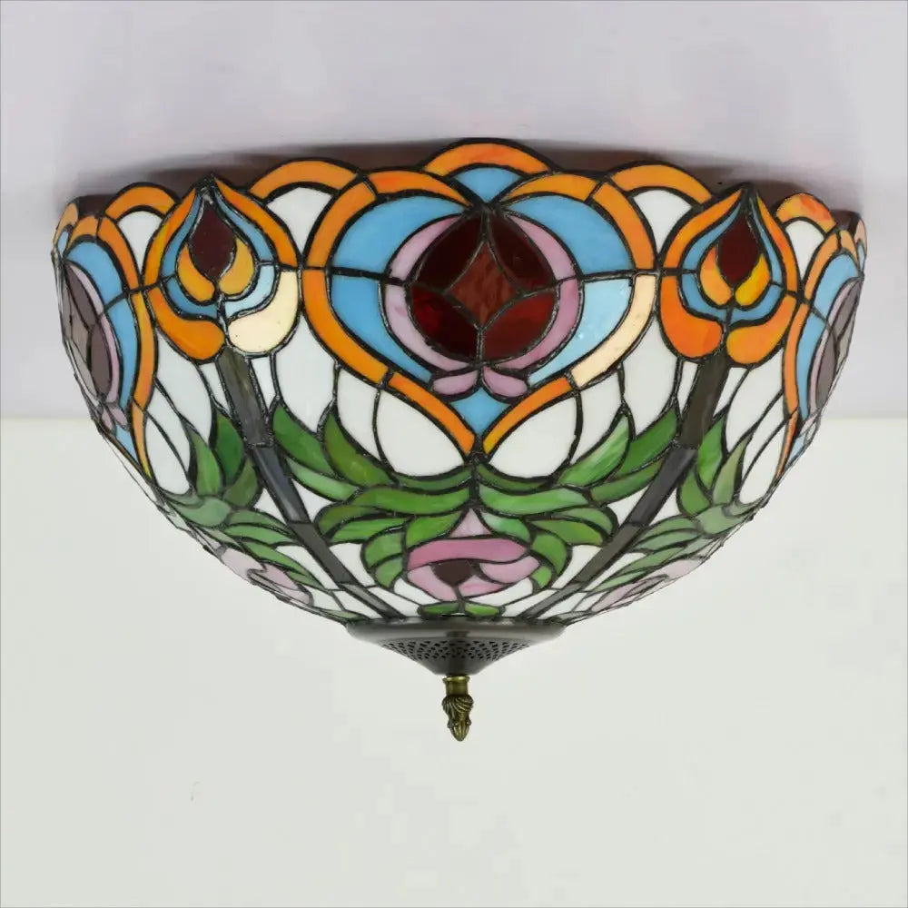 16inch Stained Glass Peach Lampshade Tiffany Ceiling Lamps Classical Tiffany Lamp