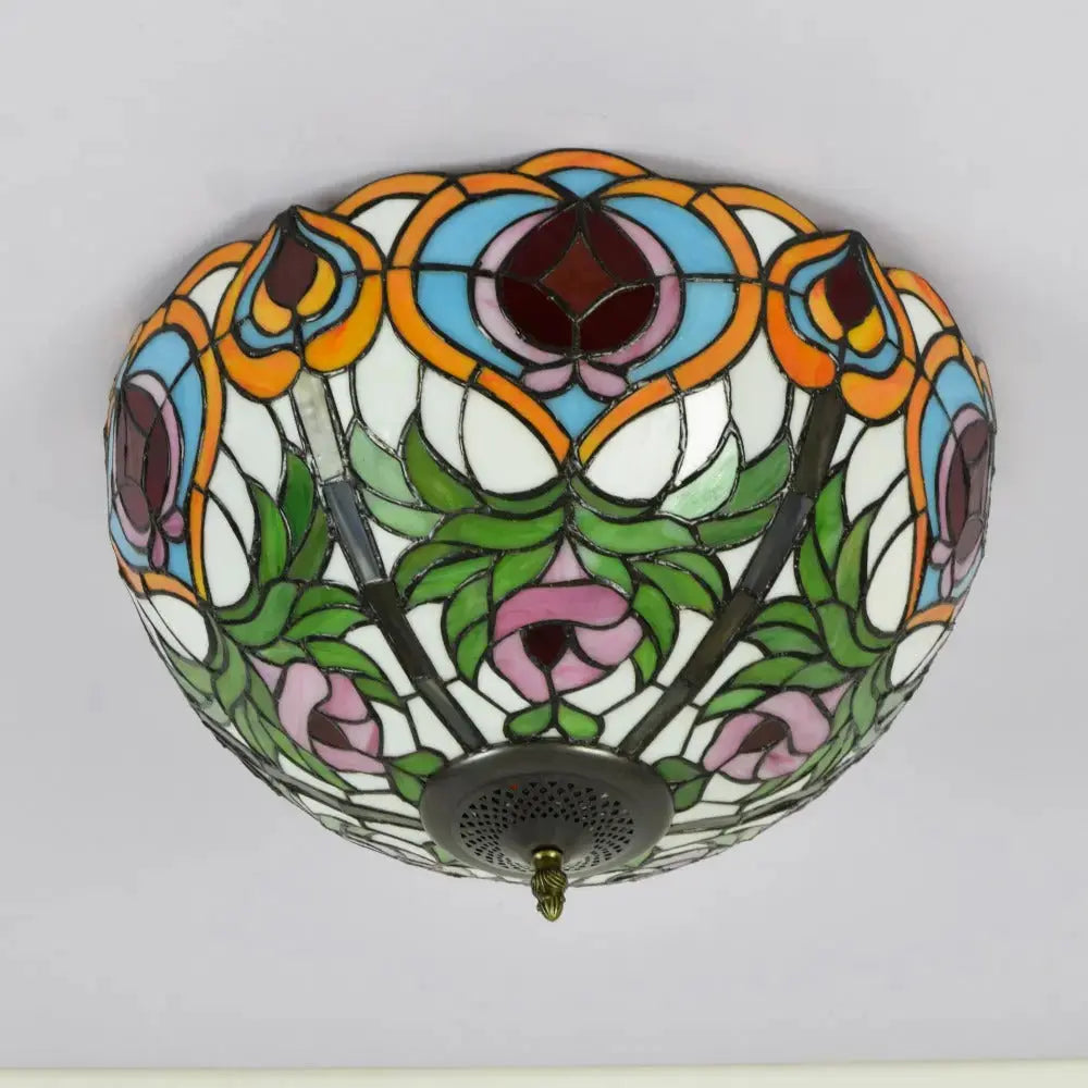 16inch Stained Glass Peach Lampshade Tiffany Ceiling Lamps Classical Tiffany Lamp