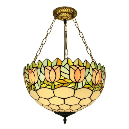 16inch Pink Rose Tiffany Hanging Lamp Anti-chandelier Pendant Light Classical Tiffany Lamp