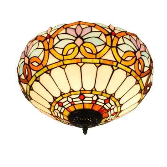 16inch Stained Glass Floral Lampshade Vintage Tiffany Ceiling Light Classical Tiffany Lamp