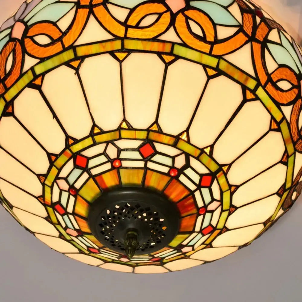 16inch Stained Glass Floral Lampshade Vintage Tiffany Ceiling Light Classical Tiffany Lamp