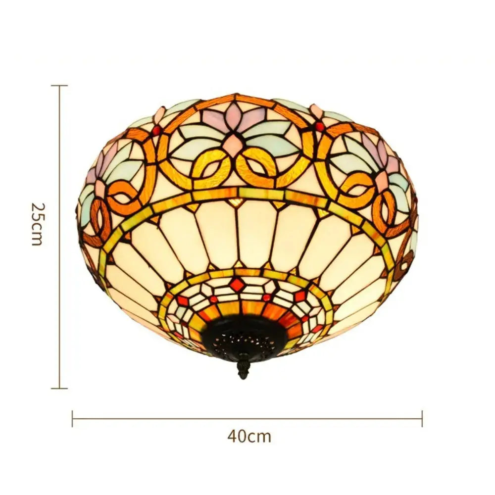 16inch Stained Glass Floral Lampshade Vintage Tiffany Ceiling Light Classical Tiffany Lamp
