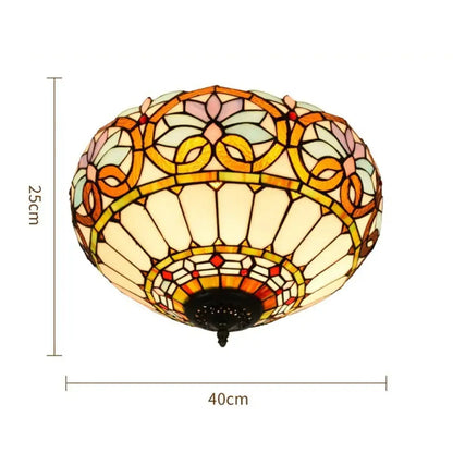 16inch Stained Glass Floral Lampshade Vintage Tiffany Ceiling Light Classical Tiffany Lamp