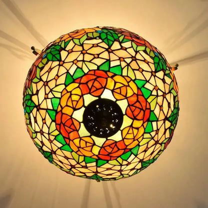 16inch Stained Glass Retro Rose Lampshade Tiffany Ceiling Light Classical Tiffany Lamp