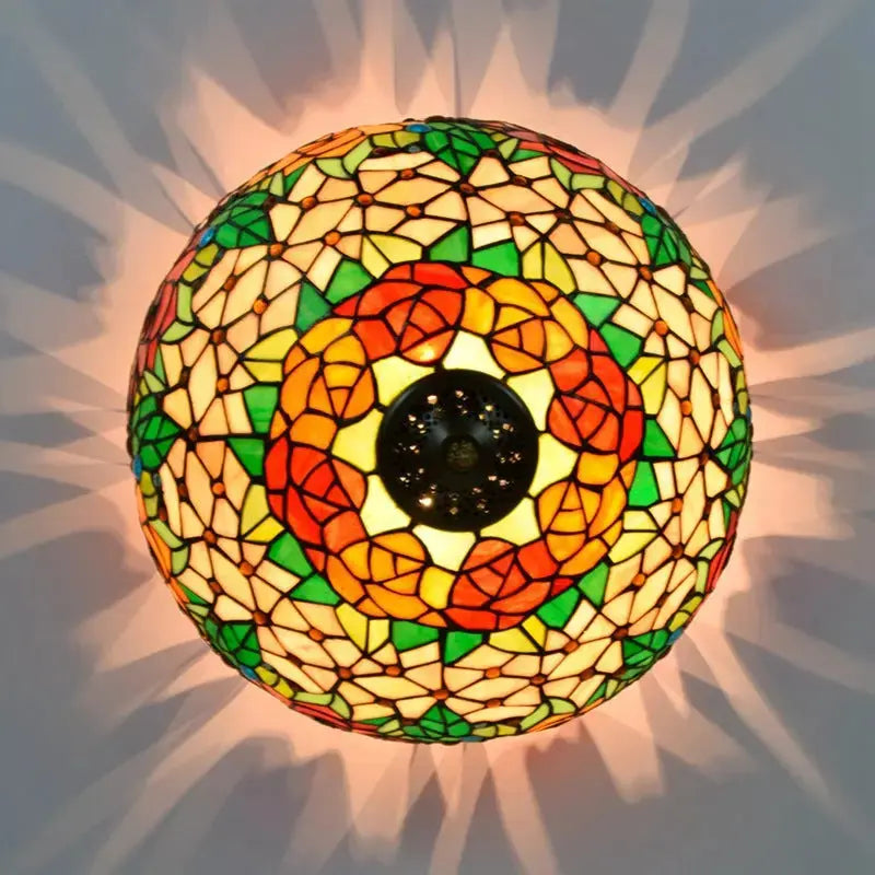 16inch Stained Glass Rose Flower Lampshade Tiffany Style Ceiling Light Classical Tiffany Lamp