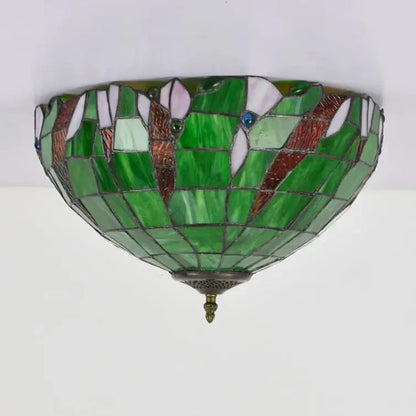 16inch Stained Glass Green Lampshade Tiffany Style Ceiling Light Classical Tiffany Lamp