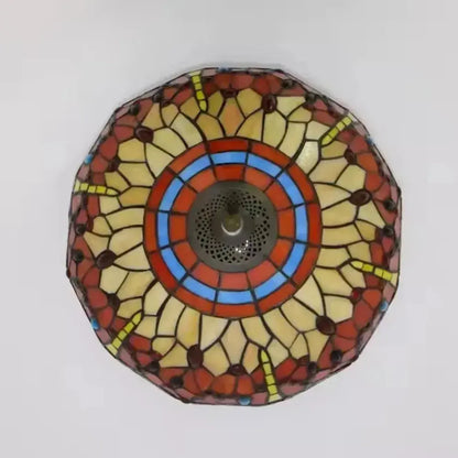 16inch Stained Glass Round Red Dragonfly Tiffany Ceiling Lamps Classical Tiffany Lamp
