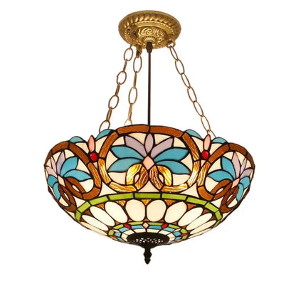 16inch Stained Glass Star Baroque Tiffany Style Hanging Light Anti-chandelier Classical Tiffany Lamp