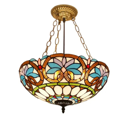 16inch Stained Glass Star Baroque Tiffany Style Hanging Light Anti-chandelier Classical Tiffany Lamp