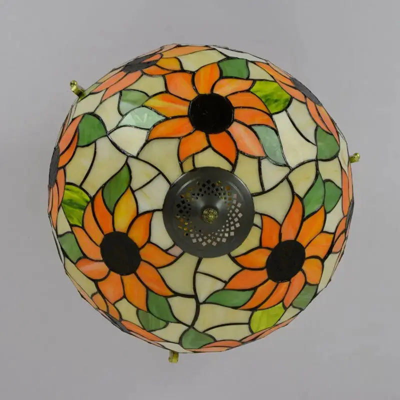 16inch Vintage Stained Glass Sunflower Tiffany Ceiling Light Classical Tiffany Lamp