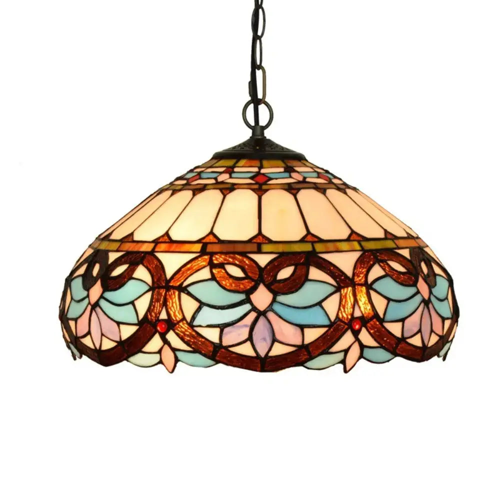 16inch Luxury Stained Glass Heart Lampshade Vintage Tiffany Style Pendant Light Classical Tiffany Lamp