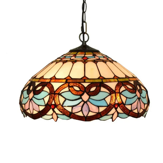 16inch Luxury Stained Glass Heart Lampshade Vintage Tiffany Style Pendant Light Classical Tiffany Lamp