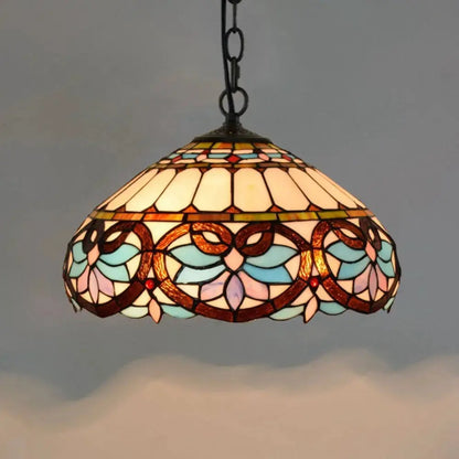 16inch Luxury Stained Glass Heart Lampshade Vintage Tiffany Style Pendant Light Classical Tiffany Lamp