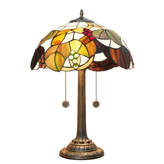 16inch Stained Glass Brown Grapes Lampshade Bedside Light Antique Tiffany Table Lamps Classical Tiffany Lamp