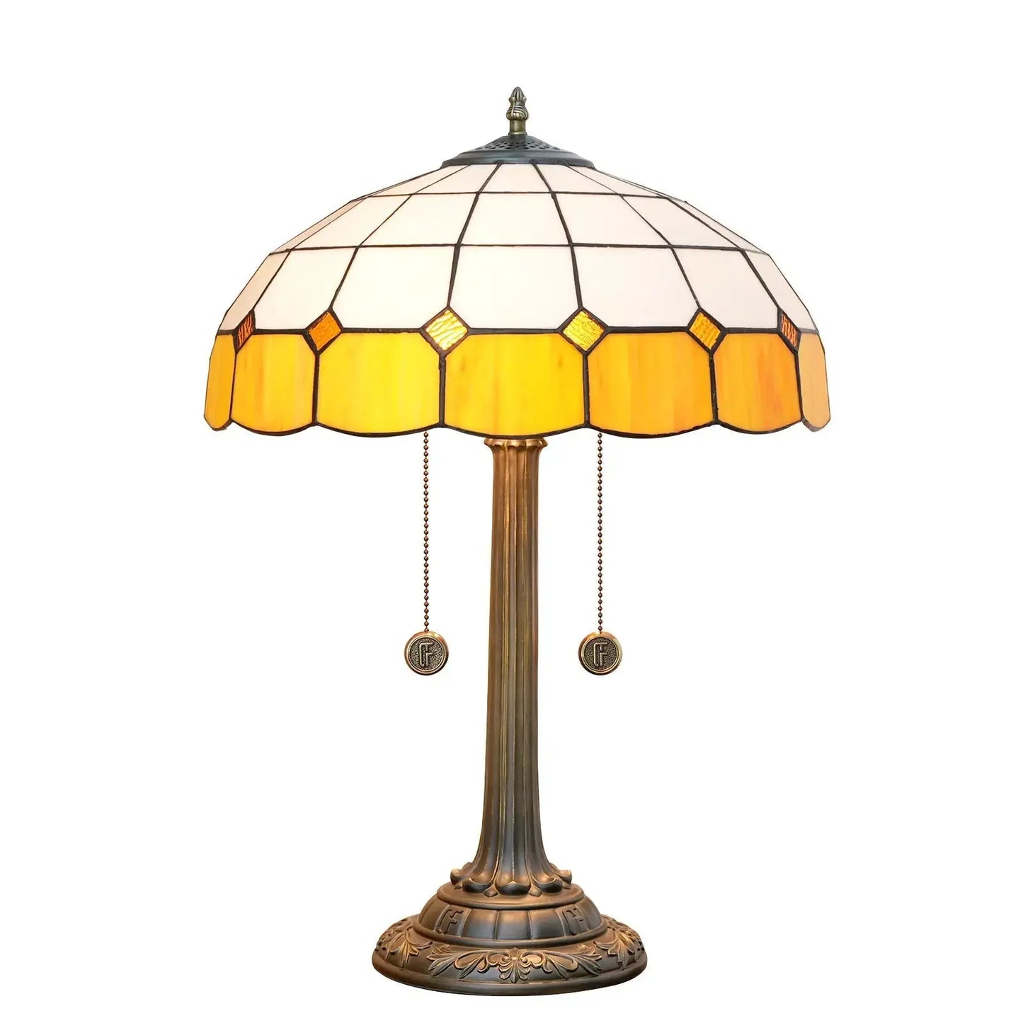 16inch Tiffany Desk Lamps Stained Glass Orange Plaid Bedside Light Classical Tiffany Lamp