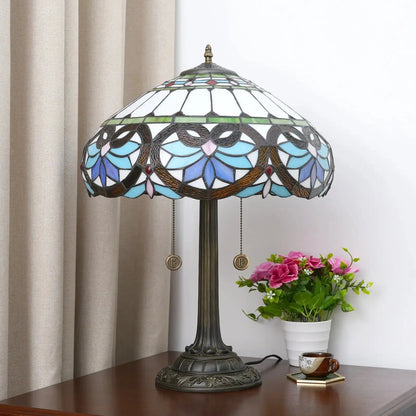 16inch Stained Glass Blue Heart Tiffany Desk Lamps Bedside Light Classical Tiffany Lamp