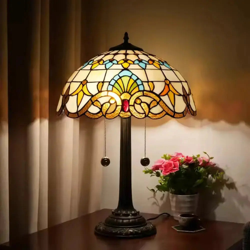 16inch Stained Glass Romantic Baroque Tiffany Desk Lamps Bedside Light Classical Tiffany Lamp