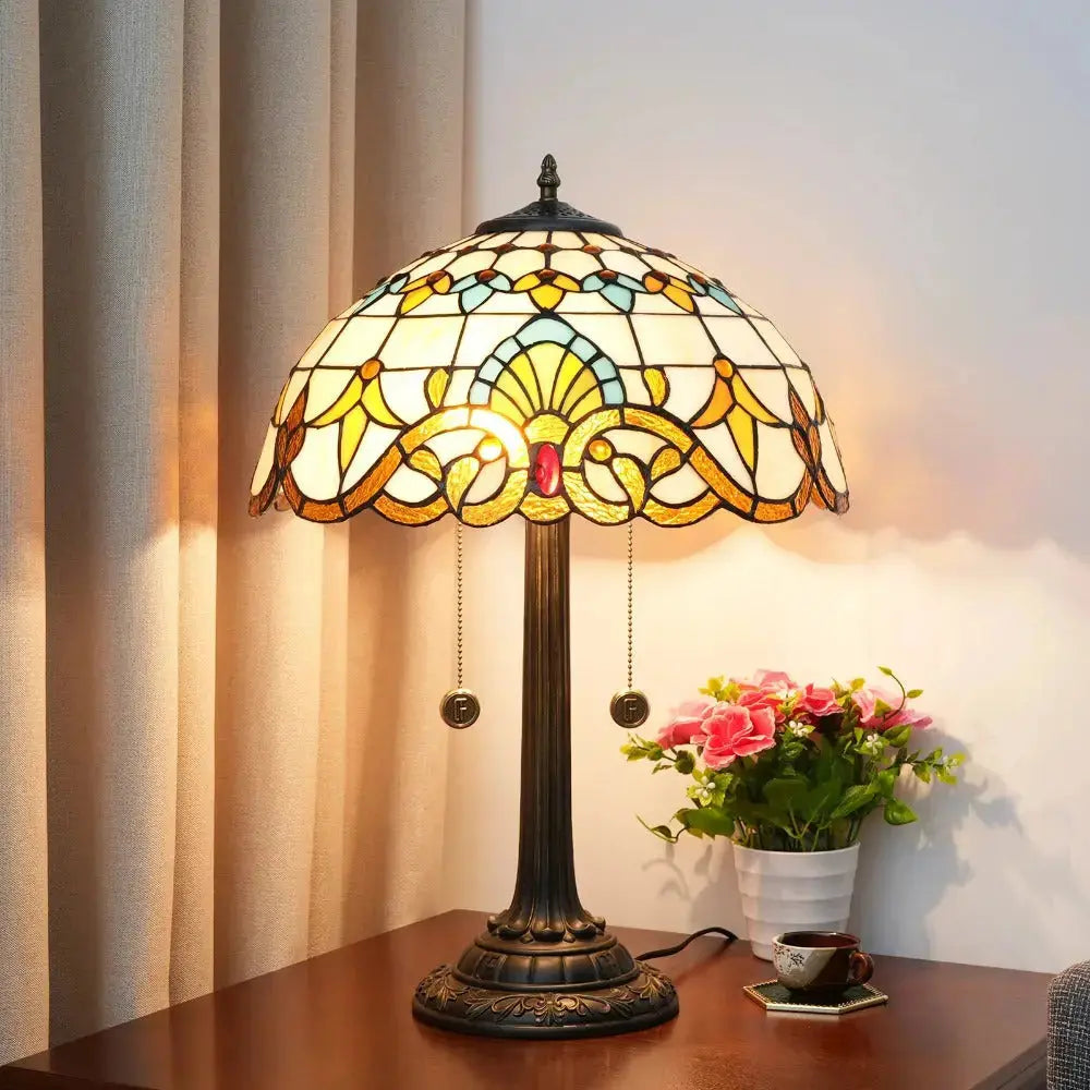 16inch Stained Glass Romantic Baroque Tiffany Desk Lamps Bedside Light Classical Tiffany Lamp
