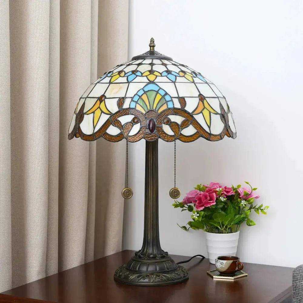 16inch Stained Glass Romantic Baroque Tiffany Desk Lamps Bedside Light Classical Tiffany Lamp