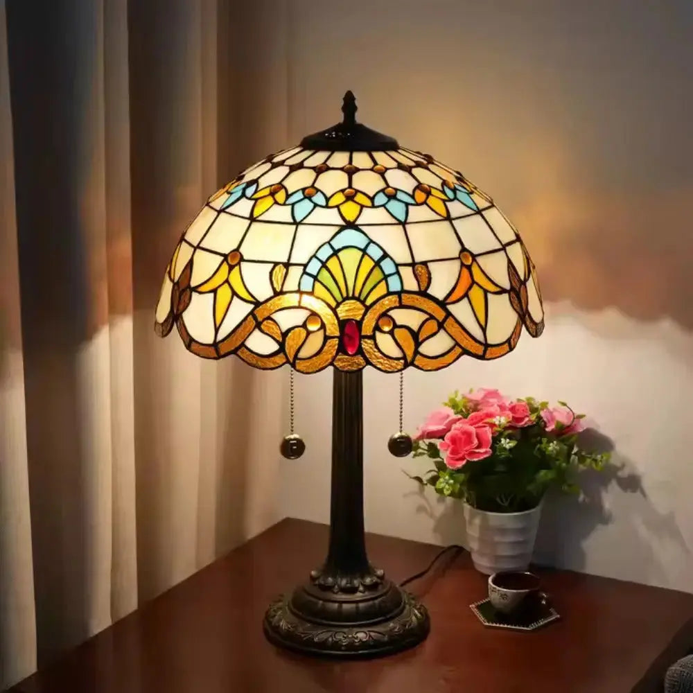 16inch Stained Glass Romantic Baroque Tiffany Desk Lamps Bedside Light Classical Tiffany Lamp