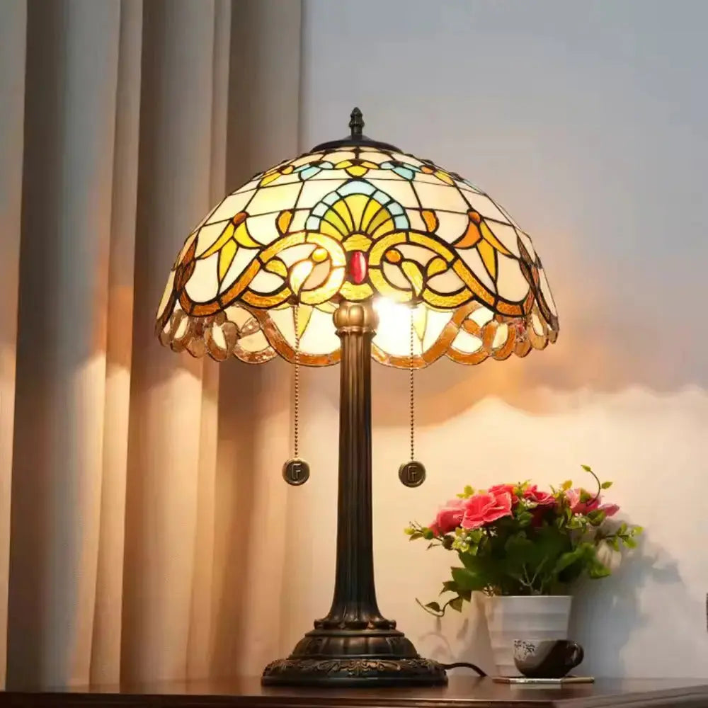 16inch Stained Glass Romantic Baroque Tiffany Desk Lamps Bedside Light Classical Tiffany Lamp