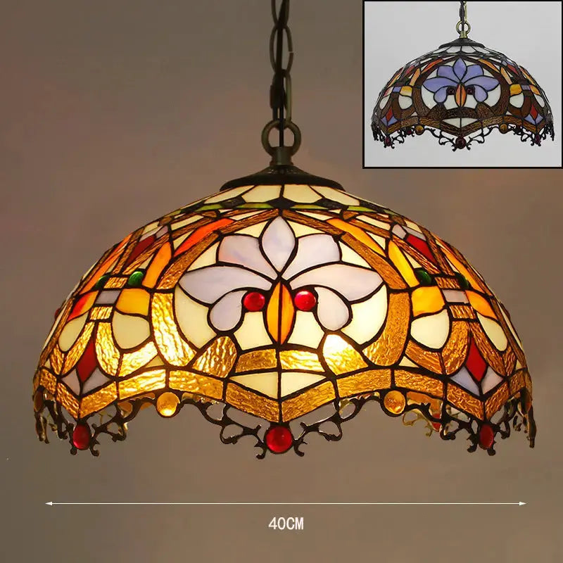 16inch Dragon Tail Red Star Baroque Tiffany Style Pendant Light Classical Tiffany Lamp