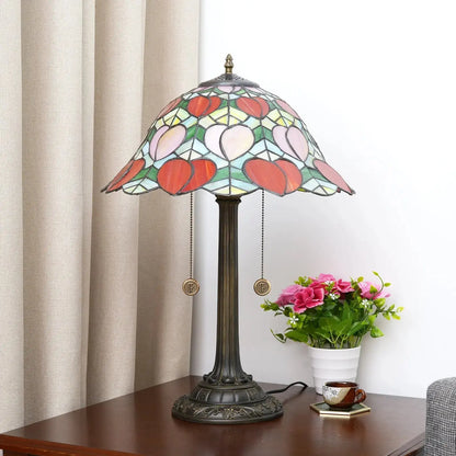 16inch Stained Glass Pink Peach Lampshade Tiffany Table Lamps Classical Tiffany Lamp