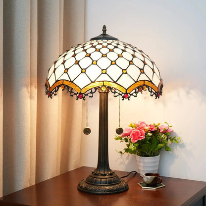 16inch Stained Glass Antique Crossed Beads Tiffany Table Lamps Classical Tiffany Lamp