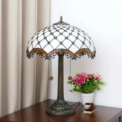 16inch Stained Glass Antique Crossed Beads Tiffany Table Lamps Classical Tiffany Lamp