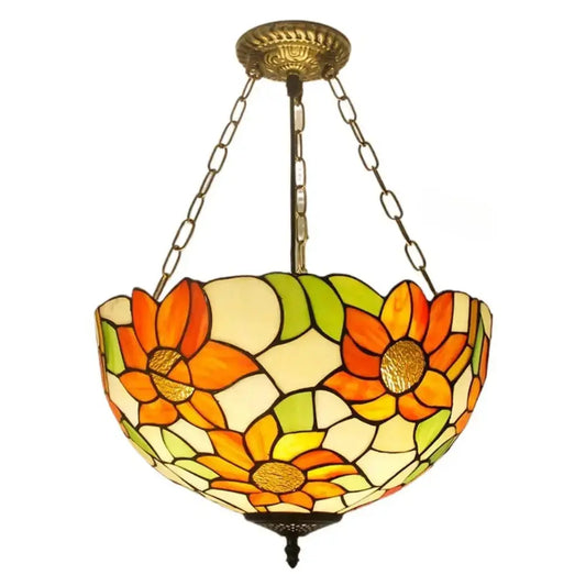 16inch Stained Glass Vintage Anti-chandelier Sunflower Tiffany Lamp Pendant Light Classical Tiffany Lamp