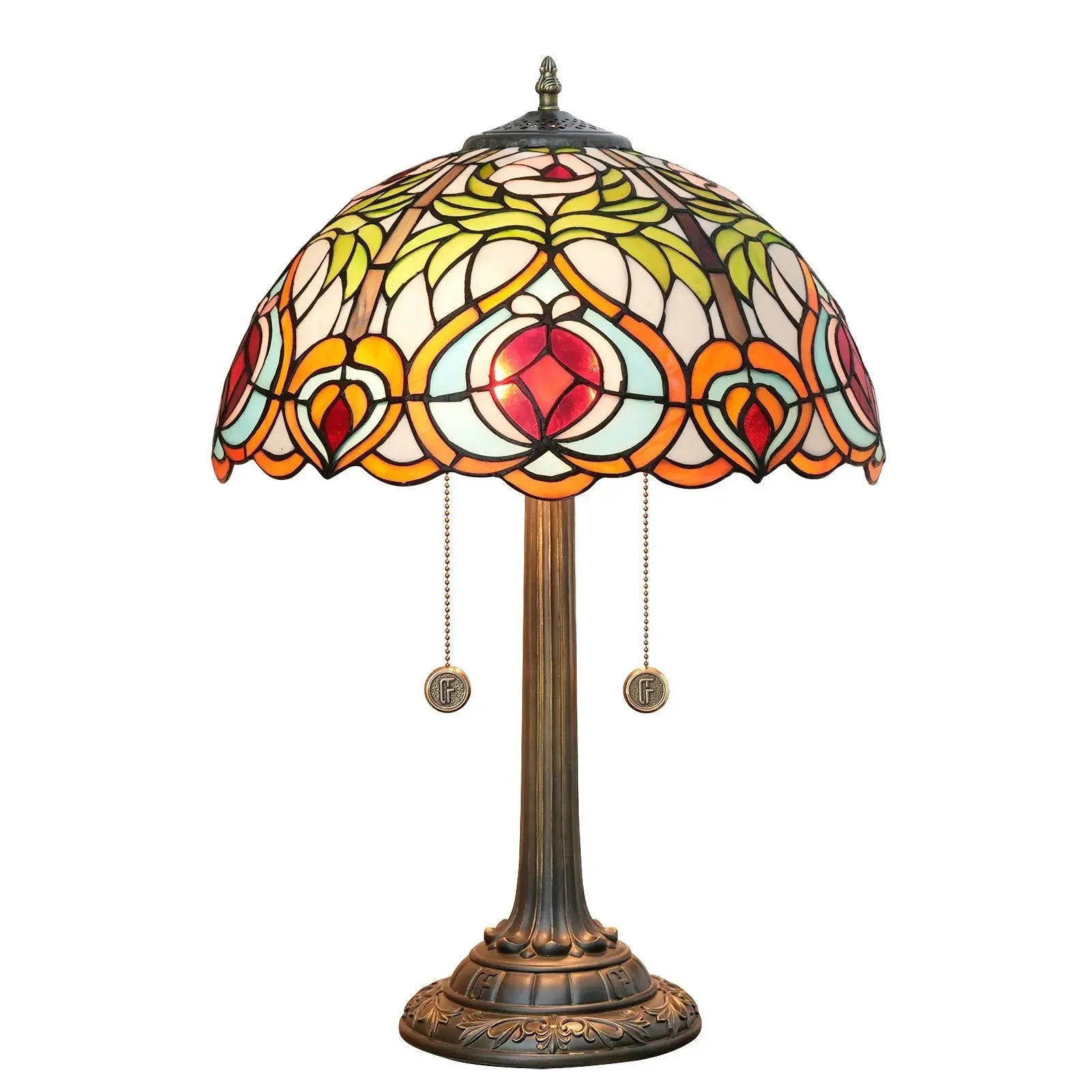 16inch Stained Glass Garden Peach Tiffany Desk Lamps Bedside Light Classical Tiffany Lamp