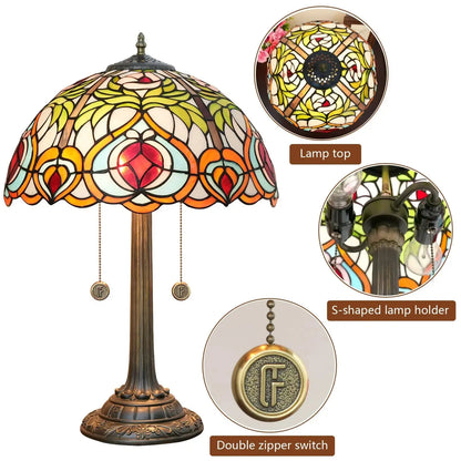 16inch Stained Glass Garden Peach Tiffany Desk Lamps Bedside Light Classical Tiffany Lamp