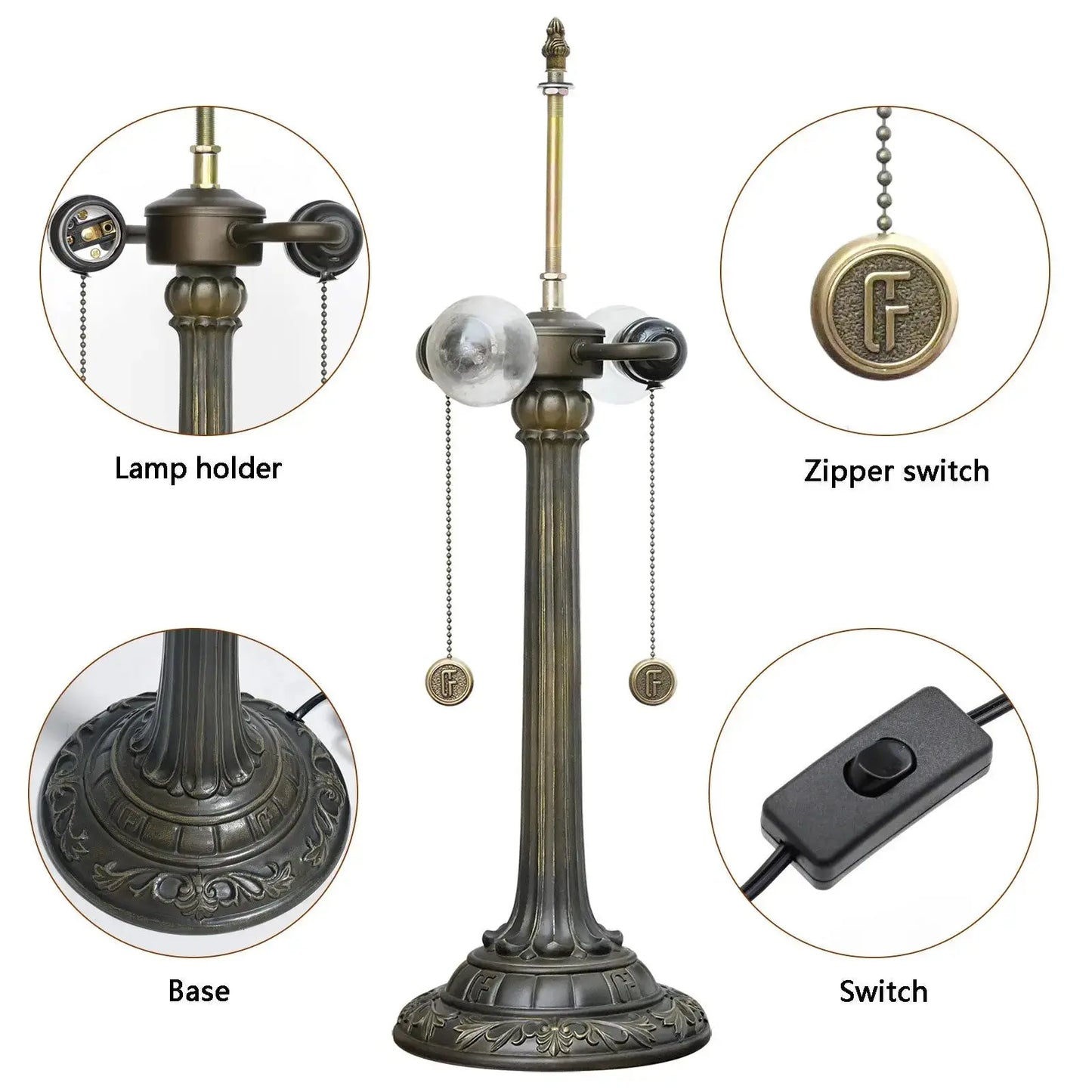 16inch Stained Glass Garden Peach Tiffany Desk Lamps Bedside Light Classical Tiffany Lamp