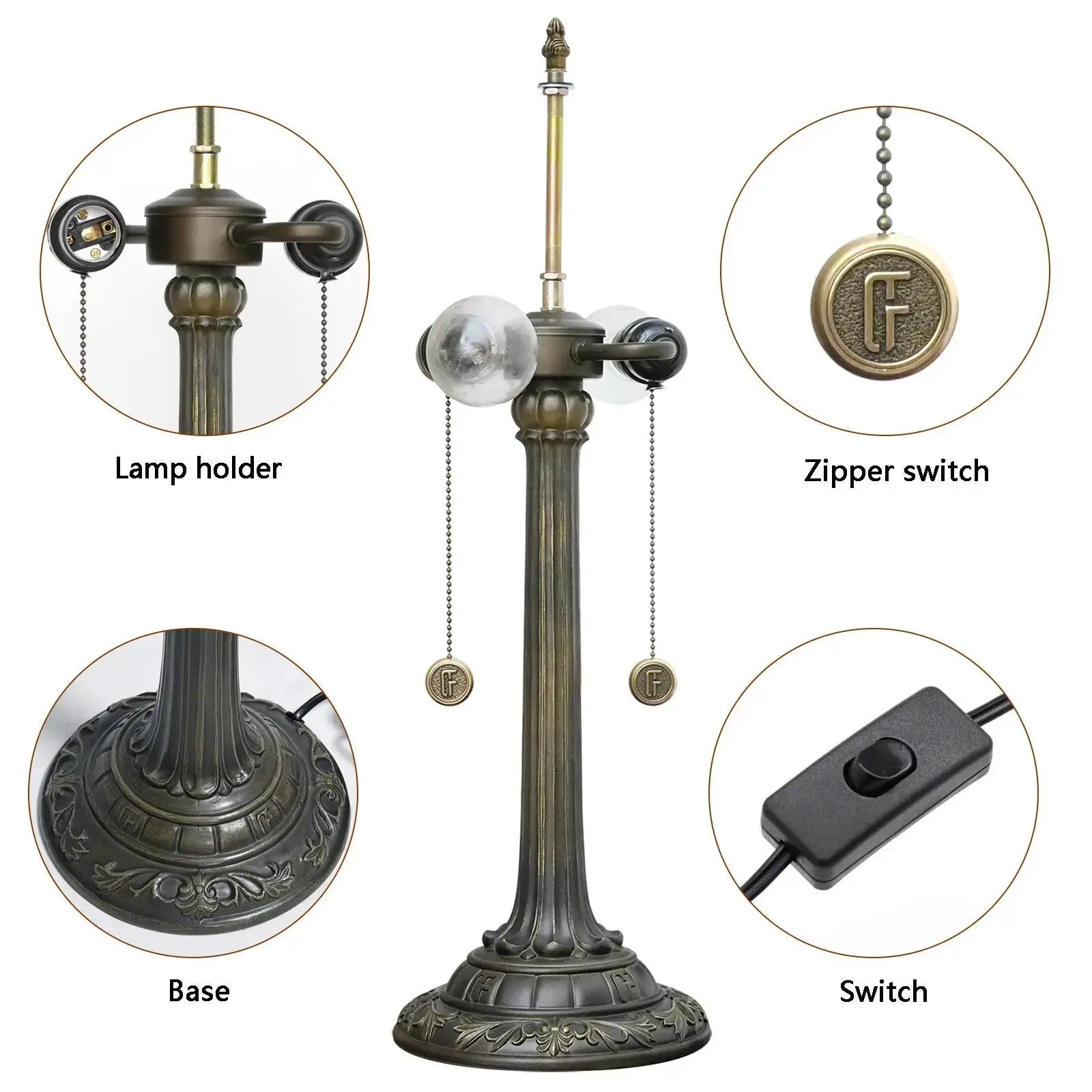16inch Stained Glass Garden Peach Tiffany Desk Lamps Bedside Light Classical Tiffany Lamp