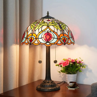 16inch Stained Glass Garden Peach Tiffany Desk Lamps Bedside Light Classical Tiffany Lamp