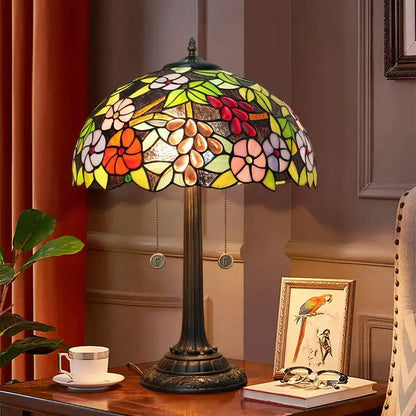 16inch Stained Glass Grape Flower Tiffany Table Lamps Bedside Light Classical Tiffany Lamp