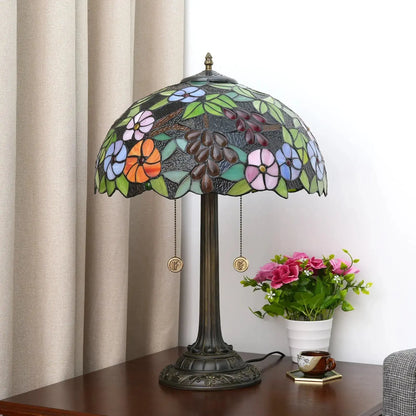 16inch Stained Glass Grape Flower Tiffany Table Lamps Bedside Light Classical Tiffany Lamp