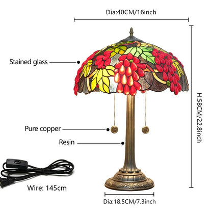 16inch Tiffany Stained Glass Harvest Grapes Lampshade Bar Vintage Table Lamp Classical Tiffany Lamp