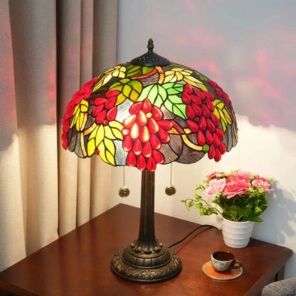 16inch Tiffany Stained Glass Harvest Grapes Lampshade Bar Vintage Table Lamp Classical Tiffany Lamp