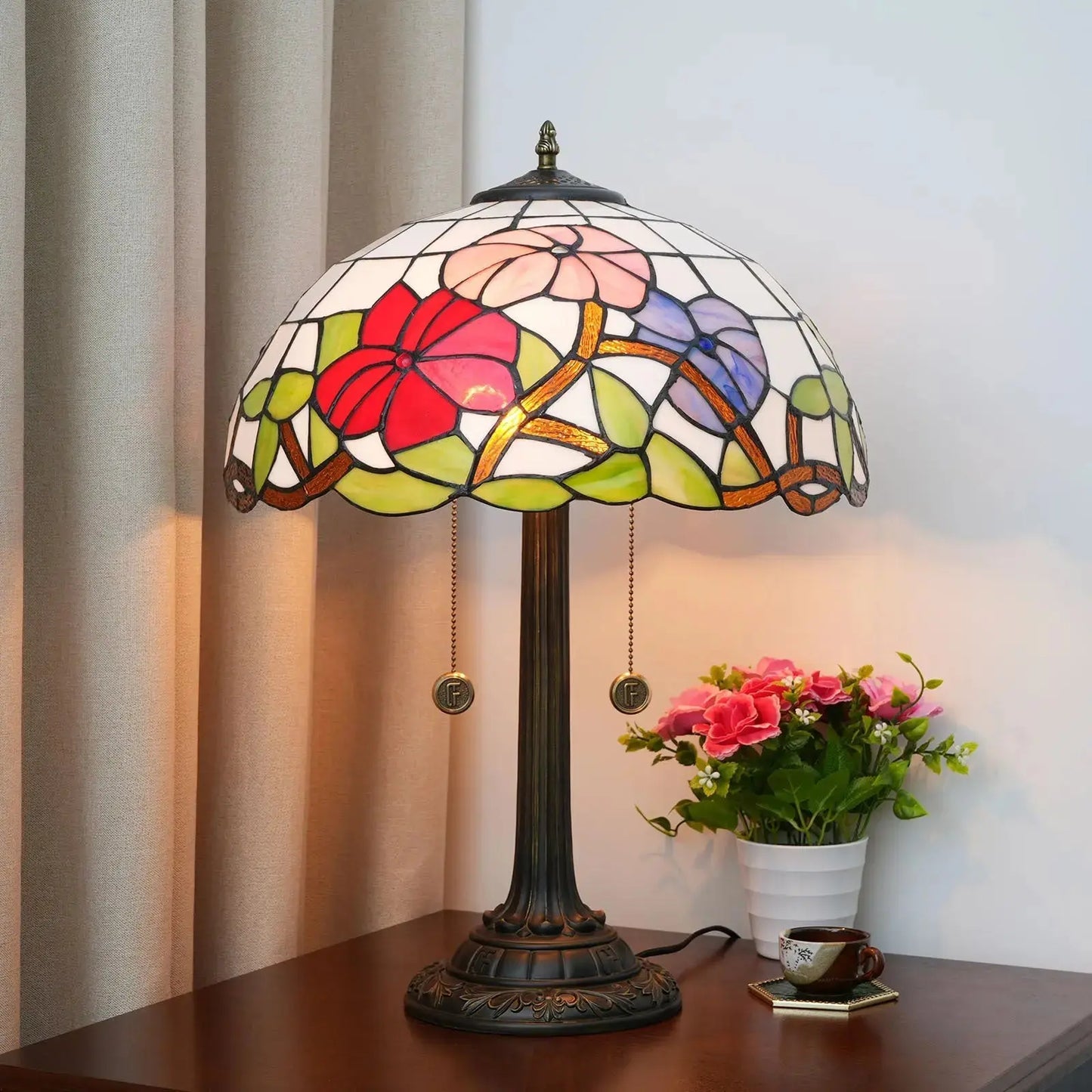 16inch Tiffany Desk Lamps Stained Glass Morning Glory Bedside Light Classical Tiffany Lamp