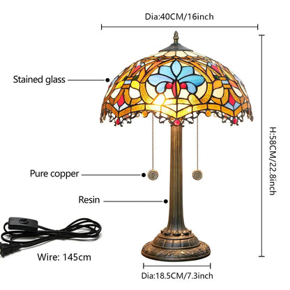 16inch Stained Glass Heart-shaped Beads Tiffany Table Lamps Bedside Light Classical Tiffany Lamp