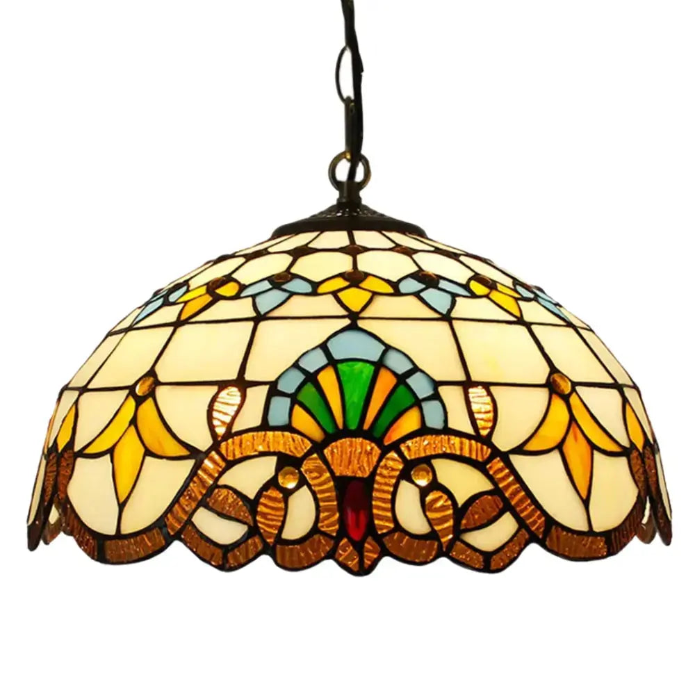 16inch Antique Stained Glass Baroque Tiffany Style Pendant Light Classical Tiffany Lamp
